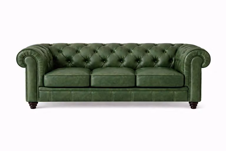 Meubeldistrict Chesterfield Bank 3 Zits Groen Vintage Leer Sofa