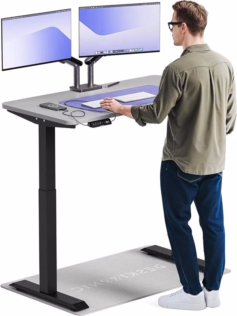 Verstelbaar elektrisch bureau voor thuiswerken met dubbele motoren, Wit, B: 120 cm, D: 60 cm