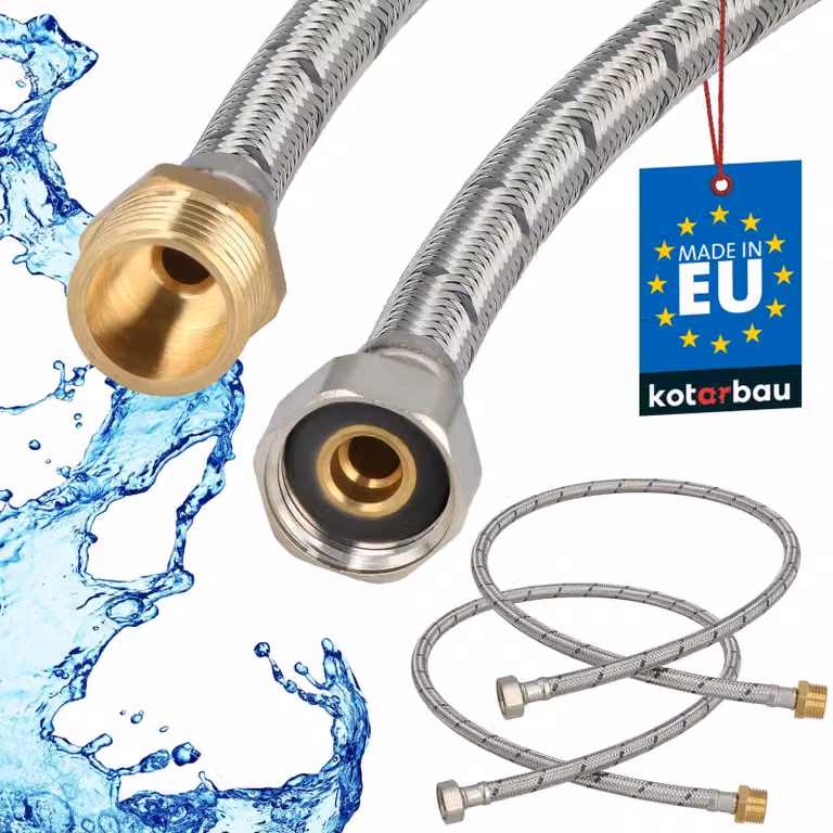 KOTARBAU 2 stuks Flexibele Sanitaire Aansluitslang 1/2" x 1/2" Roestvrijstaal, Lengte: 100 cm, Buitendraad x Binnendraad