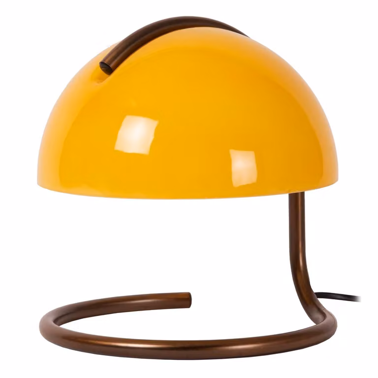 Lucide Cato Klassieke Tafellamp - Oranje/Geel/Wit - Glas en Messing