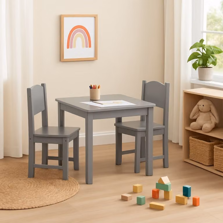 Maxx Kidz Kindertafel met 2 Stoeltjes - Speeltafel voor Kinderen - Grijs