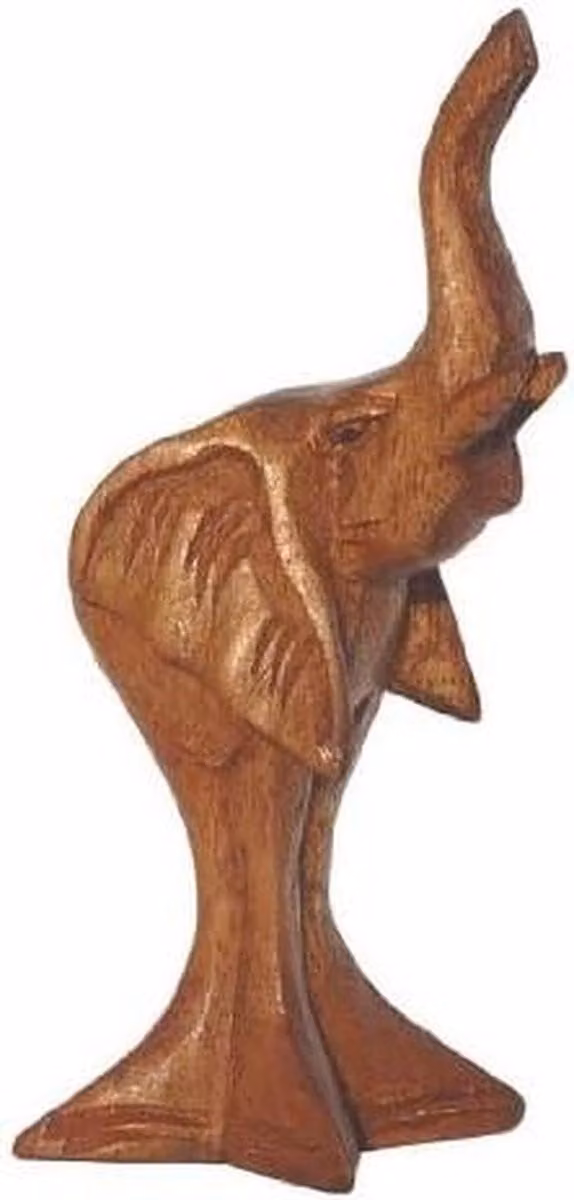 Handgemaakt houten olifant figuur voor decoratie in de woonkamer, 10 cm hoog