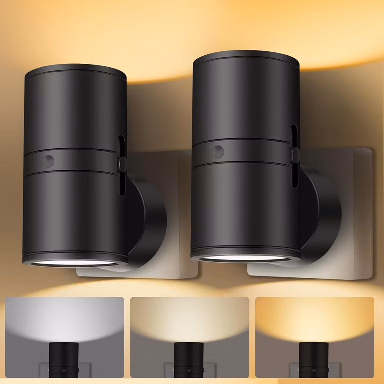 Set van 2 LED Nachtlampjes met Dusk Sensor en Verstelbare Helderheid, Automatische Aan/Uit, 3000 K, Draaibaar, Ideaal voor Kinderkamer, Slaapkamer en Hal