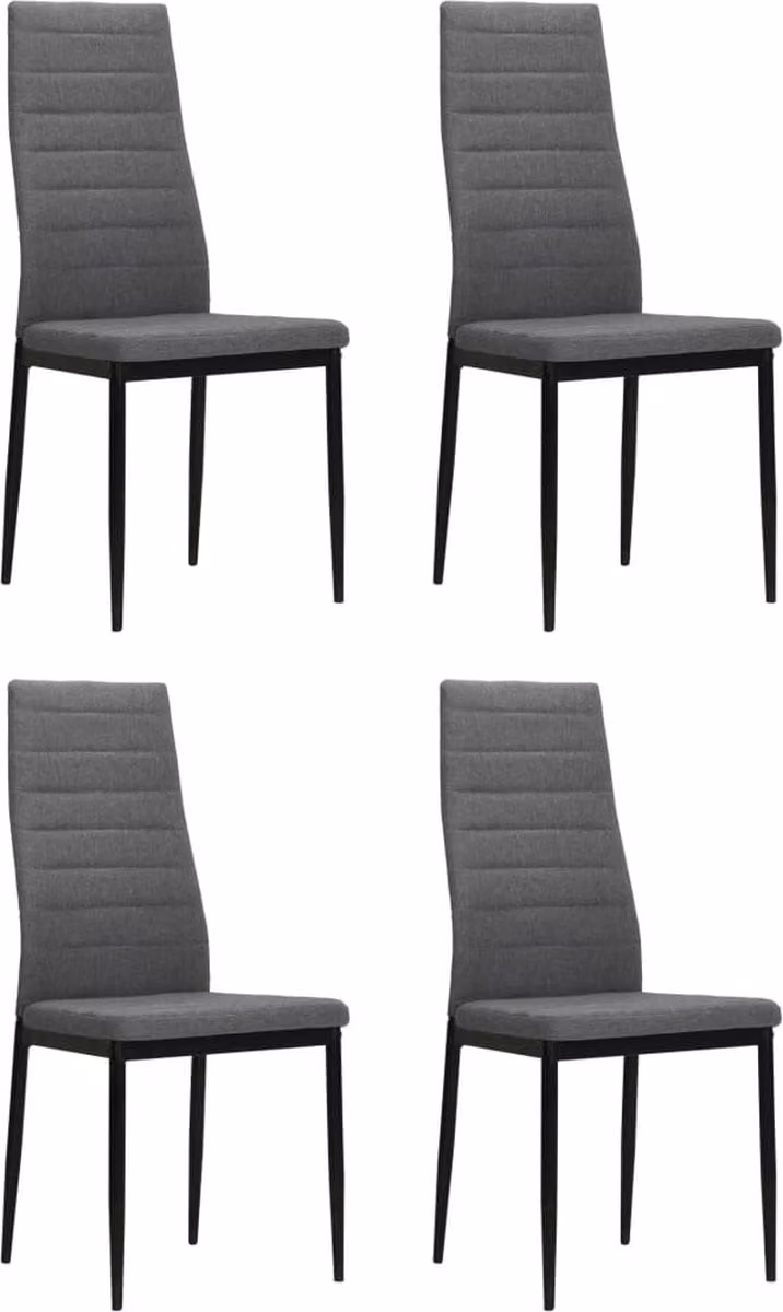 vidaXL Set van 4 Eetkamerstoelen in Lichtgrijs Stof