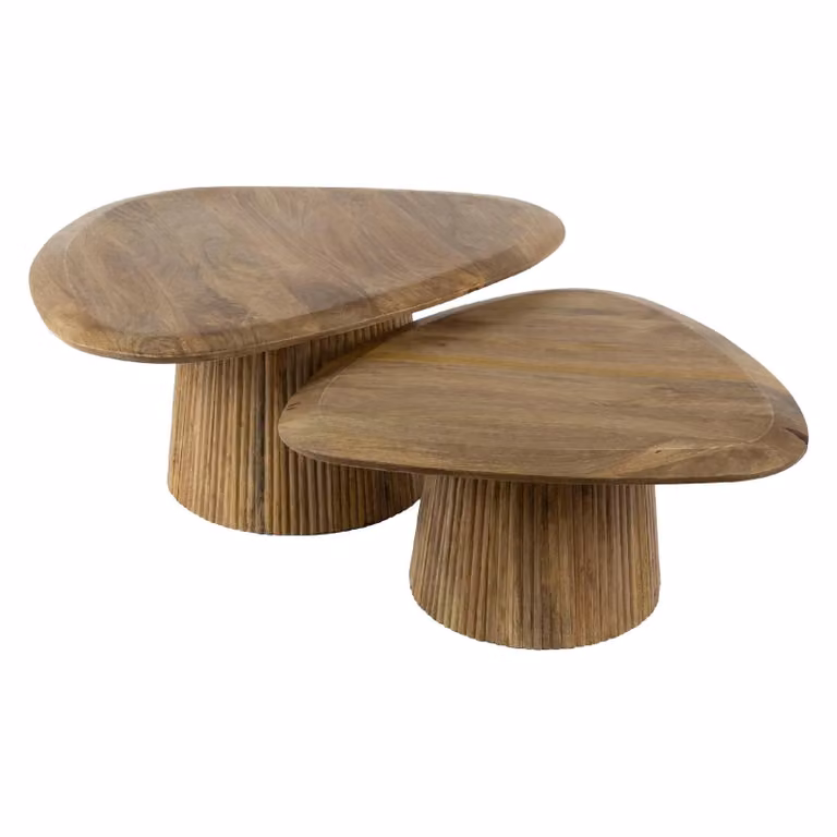 Nest of Nora Salontafel set Sari - Set van 2 driehoekige tafels - Massief mangohout - B/D/H: 93 x 72 x 45 cm en 72 x 45 x 45 cm
