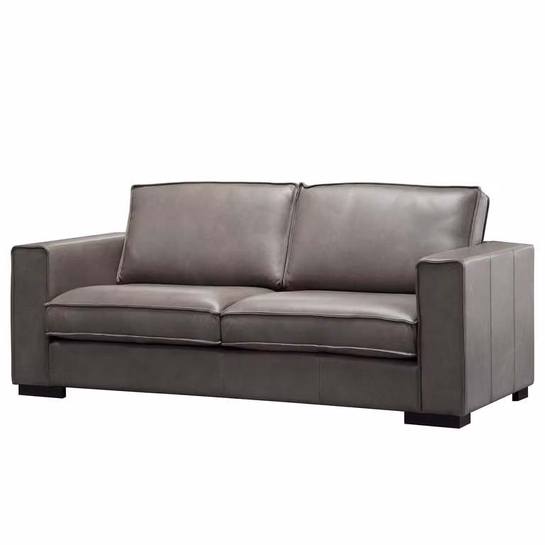 home24 Bank Locana 2-zits moderne grijze leren bank voor de woonkamer B/D/H: 160 x 87 x 94 cm