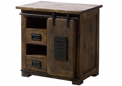 Massivmoebel24.de Railway #423 Commode Ladekast van Bruin Gelakt Massief Mango Hout Industrieel B/D/H: 70 x 45 x 70 cm