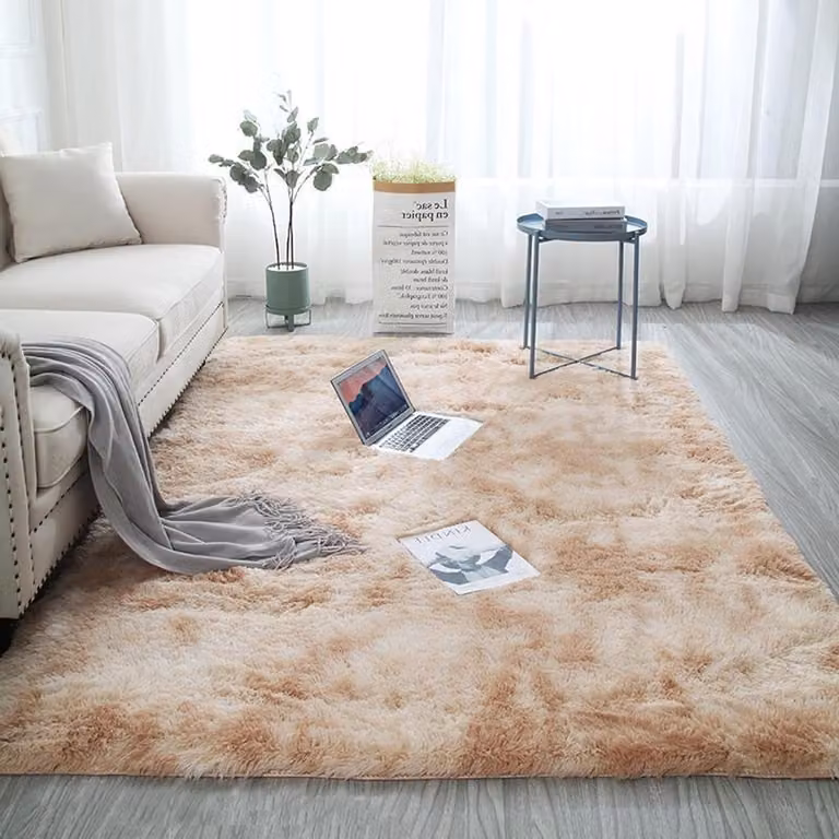Hoogpolig Vloerkleed Abstract Beige Polyester - 190 x 120 cm