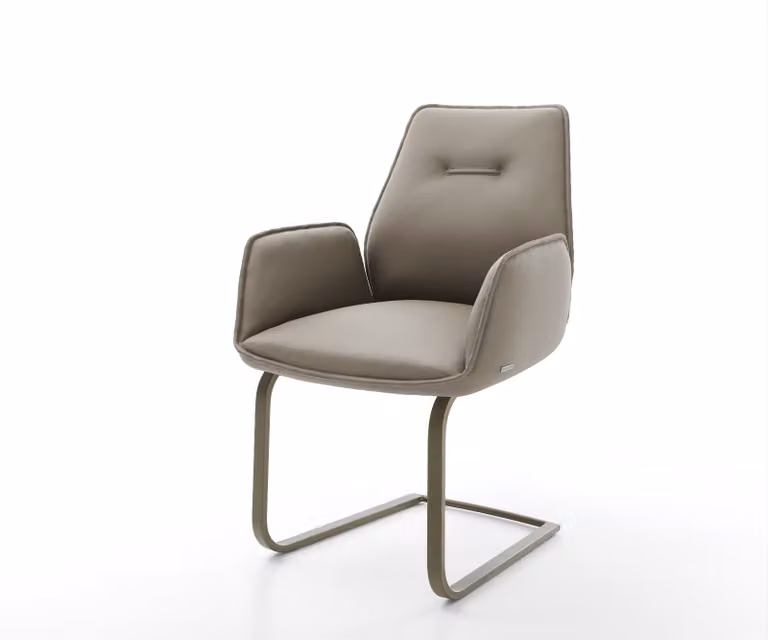 DELIFE Zoa-Flex Sledemodel Eettafelstoel van Echt Leer in Bruin met Titanium Afwerking