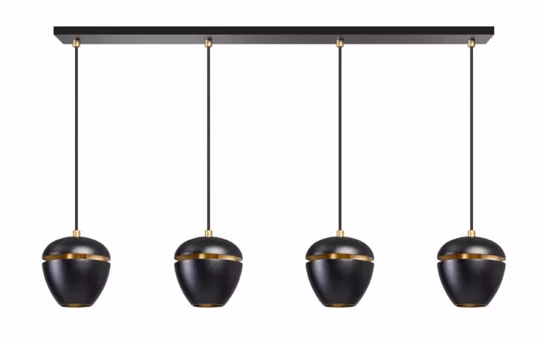 ETH Claire hanglamp 4-lichts zwart en goud/messing modern metaal