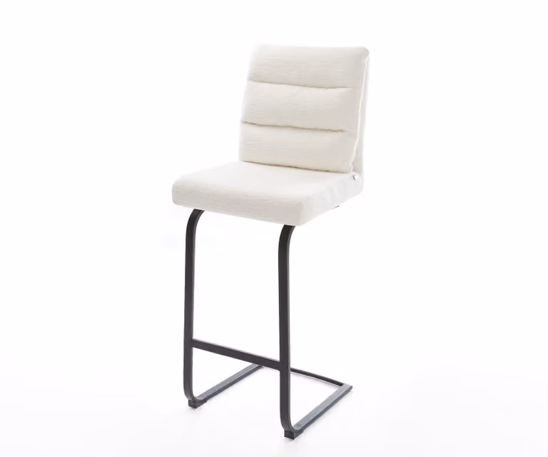 DELIFE Barstoel Pela-Flex Beige Bouclé met Zwart Metalen Vrijkantelframe