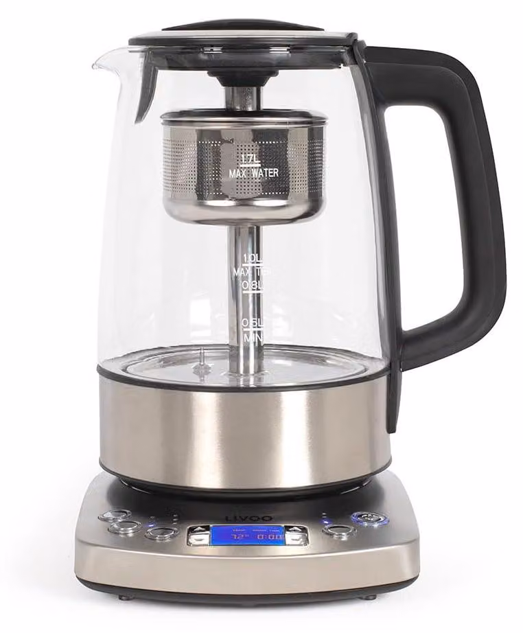 Dripio Waterkoker van glas met theefilter, 1,7 liter, 2000 watt, grijs