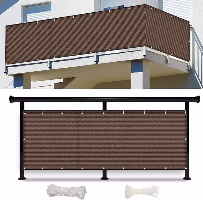 Balkonscherm Privacy Bruin - Windscherm voor de Tuin - HDPE 185 g/m² - B: 85 cm, L: 450 cm