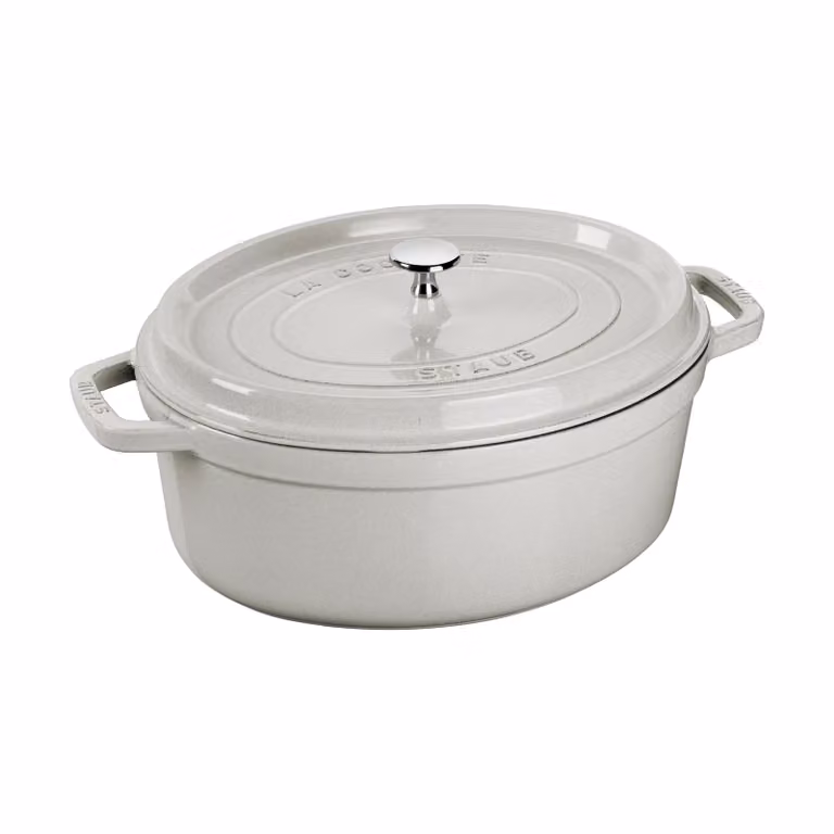 Staub La Cocotte ovale gietijzeren pan, 6,7 l, White truffel