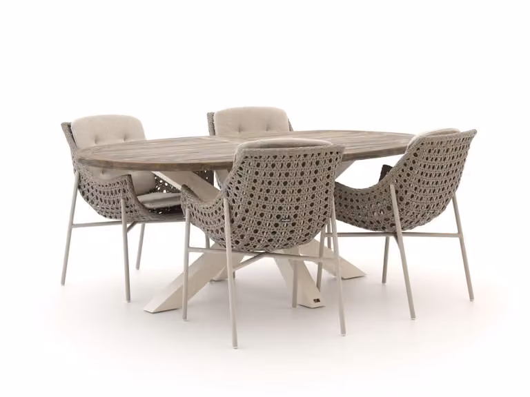 Manifesto Furniture Diningset Manifesto voor 4 personen, Bruin Teakhout, Ovale Tuinset