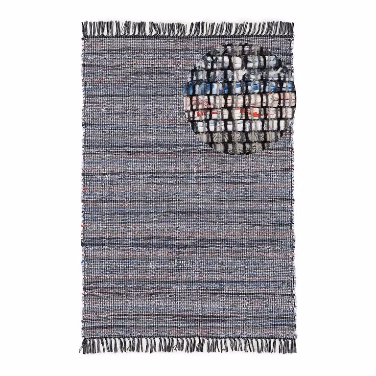 home24 Kelim Chindi katoenen vloerkleed zwart, B: 200 cm, D: 250 cm