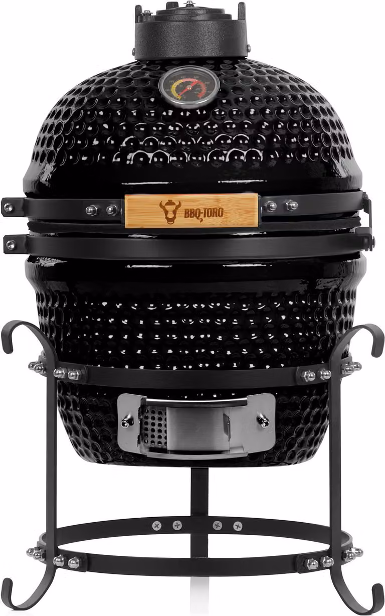 BBQ-Toro Kamado houtskoolgrill HAIIRO zwart met grillrooster en thermometer, Diameter: 32 cm