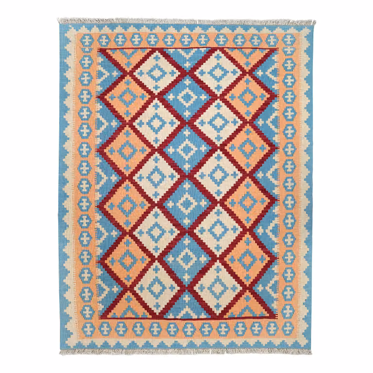 home24 Kelim Gashgai laagpolig vloerkleed rood multicolor wol B: 153 cm, D: 201 cm