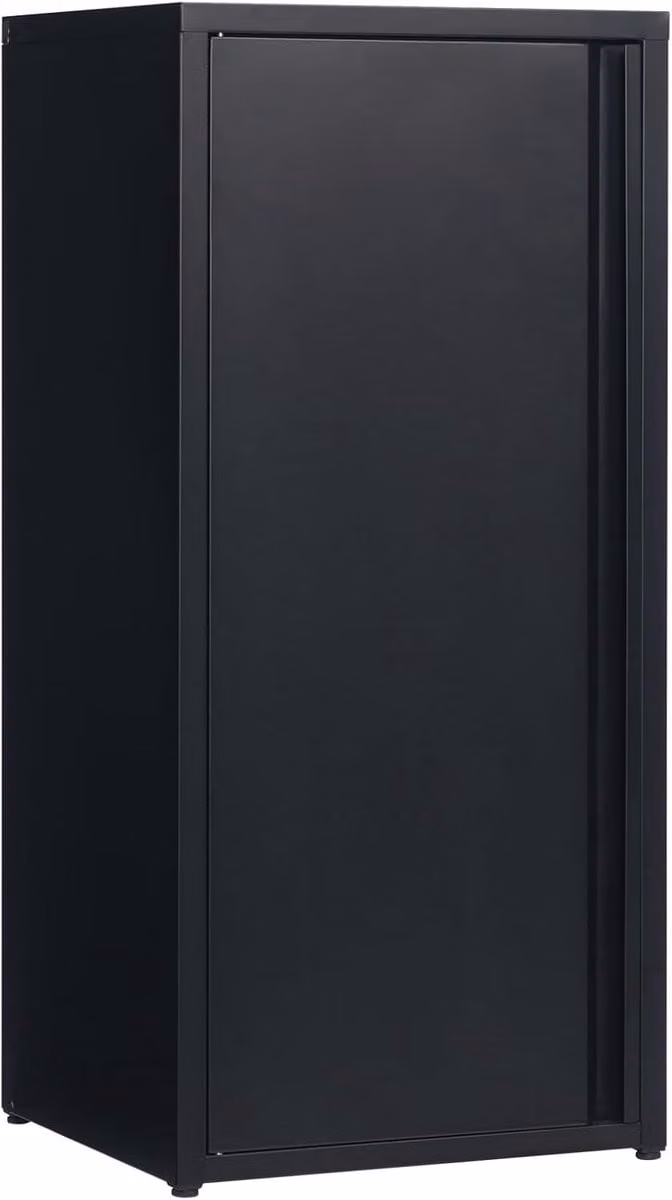 Zwarte metalen archiefkast voor kantoororganisatie met magnetische deursluiting, B/D/H: 87,8 x 35 x 40 cm