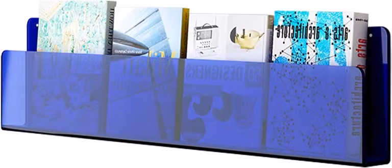 LXXW Transparant tijdschriftenrek van acryl, Blau, Breedte: 100 cm