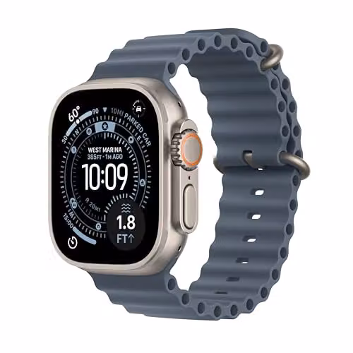 Apple Watch Ultra 3 GPS + Cellular 49 mm Smartwatch met Ocean Band in blauw of beige