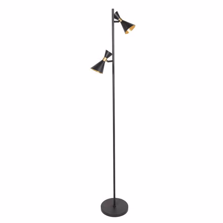 Steinhauer Design vloerlamp Preto zwart en goud met GU10 fitting B/D/H: 35 x 14 x 35 cm