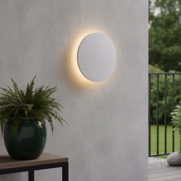 Lyora Ronde LED-wandlamp wit met koperen details Ø 18cm