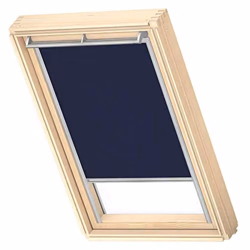 VELUX Verduisterend Rolgordijn DKL, Donkerblauw met Grijze Geleiders, S06