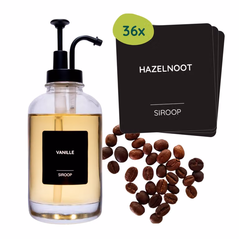 XIVADA Labelset voor siropen en koffie - Zwart