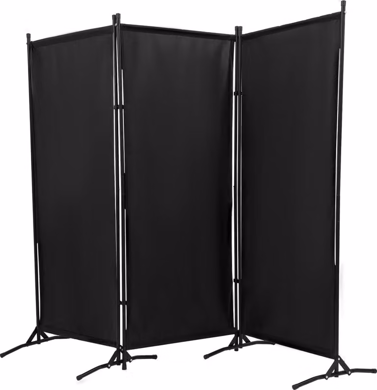 Grijs Opvouwbare Scheidingswand met 4 Schermpanelen, B/D/H: 200 x 170 cm, Kamerverdeler voor Woonkamer, Balkon of Tuin