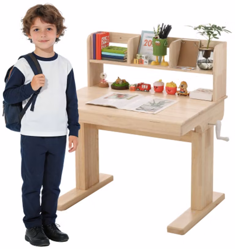 Rolipo Kindertafel van Massief Hout met Hoogteverstelbaar en Kantelbaar Blad