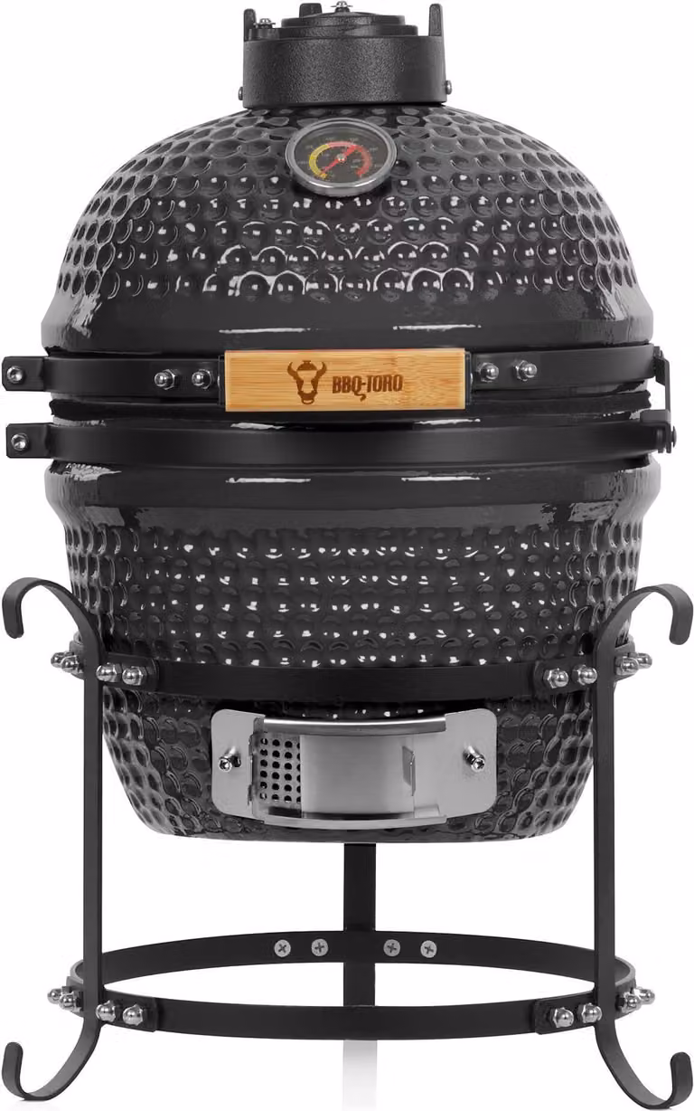 BBQ-Toro Kamado houtskoolgrill HAIIRO grijs met grillrooster en thermometer, diameter: 32 cm