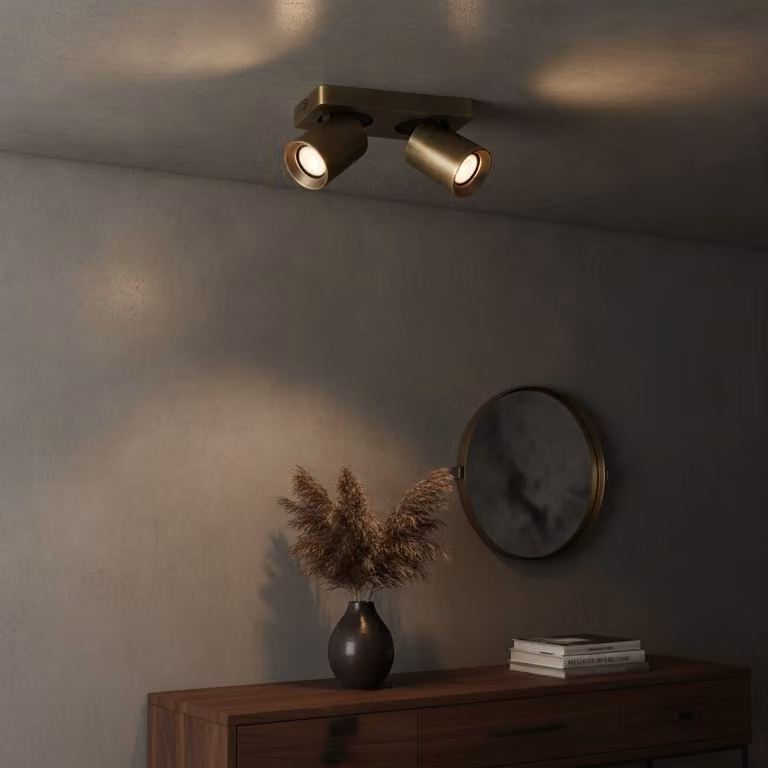 Artdelight Megano Plafondlamp 2-lichts antiek brons
