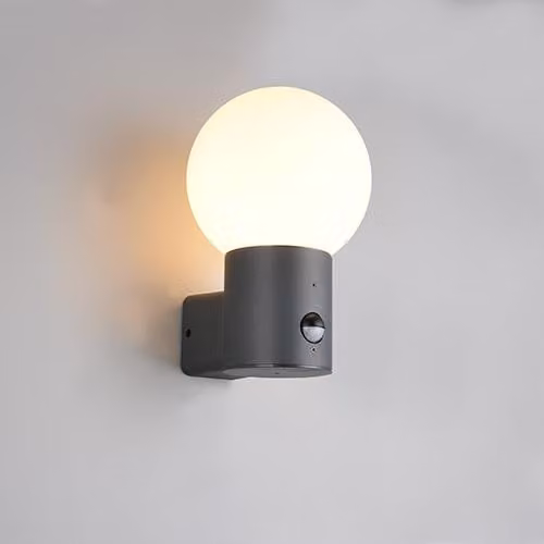 Trio Mures Bol wandlamp antraciet met bewegingssensor