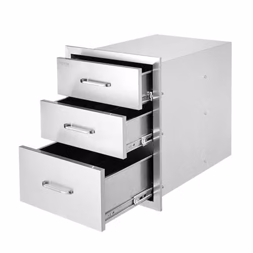 VEVOR RVS Buitenkeuken Ladekast met Triple Access en Chrome Handvat, 45 x 50 x 53 cm