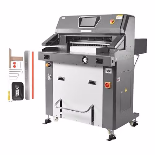 VEVOR Elektrische hydraulische papiersnijmachine met infraroodfunctie en reservemes, Grijs