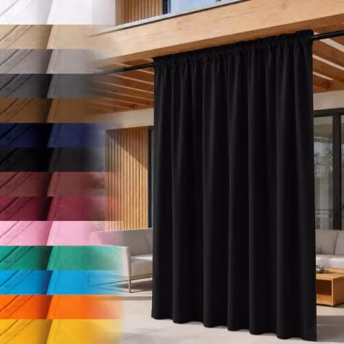 Lantigo Buitengordijn Zwart 155x210 cm UV-bestendig windscherm en waterdicht privacy scherm voor pergola en terras