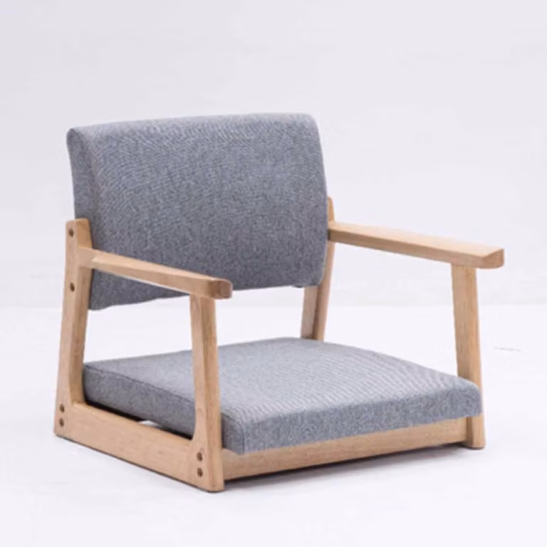 Japanse Vloerstoel Meditatie Stoel met Armleuning - Donkergrijs