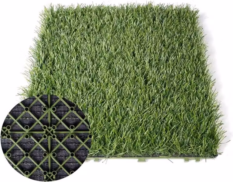 Kunstmatige Grastegel All Weather Indoor Outdoor - Zelflozende Gazonmat - Hoogte: 3 cm