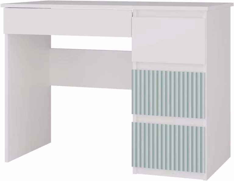 Schrijftafel met laden en greeploze fronten - Wit mintgroen - B/D/H: 98 x 51 x 76 cm