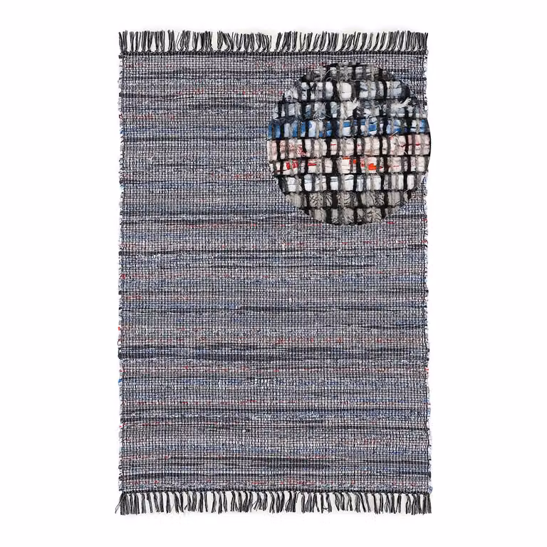 home24 Kelim Chindi katoenen vloerkleed zwart, B/D: 60 x 110 cm
