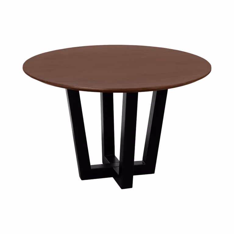 QUVIO Eettafel Sofia - Rond - ø120 cm - W-poot - FSC® gecertificeerd mangohout - Bruin