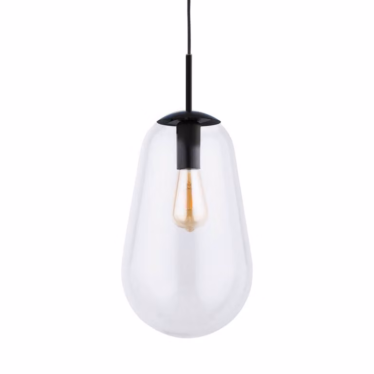 Lyora hanglamp Pear Medium zwart met helder glas Ø 22 cm