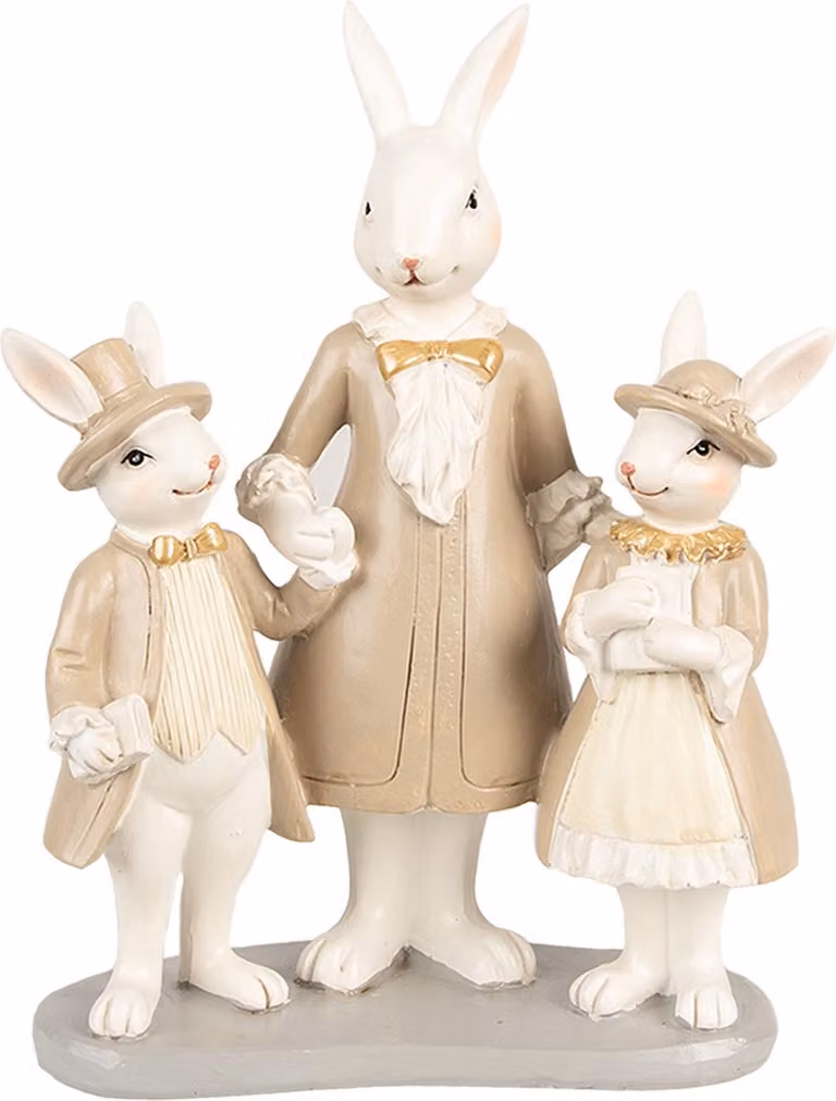 Clayre & Eef Beeld Konijn Wit Bruin Polyresin 21 cm