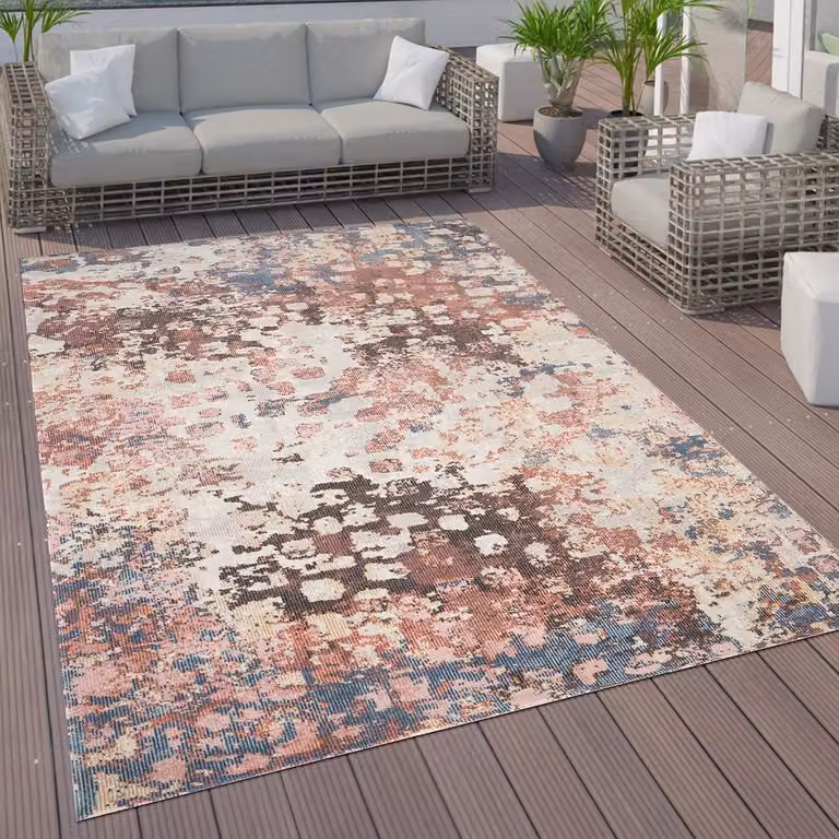 Home In- & Outdoor Vloerkleed Vintage Pastel Abstract Patroon, Veelkleurig, 60 x 100 cm