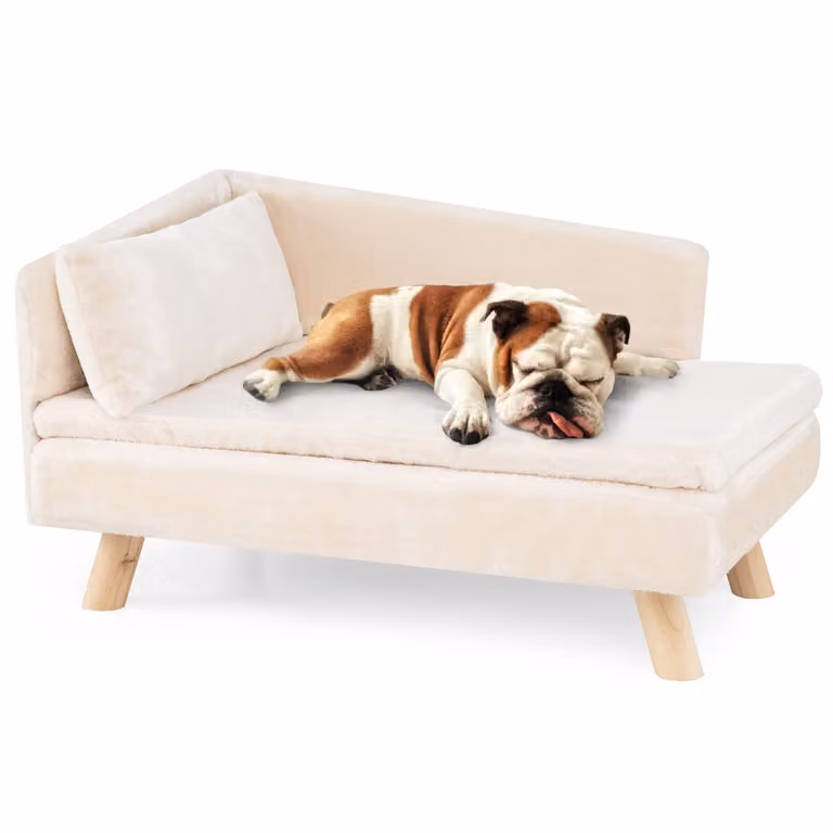 Costway Verhoogde Hondensofa voor Kleine en Middelgrote Honden, Puppy's en Katten - Beige