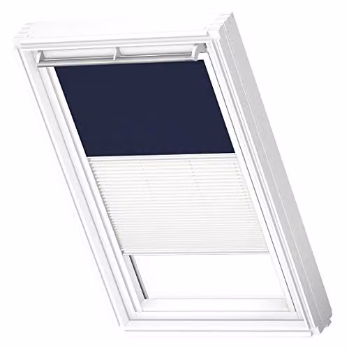 VELUX Verduisterend Rolgordijn Plissé CK02 Donkerblauw met Witte Geleiders