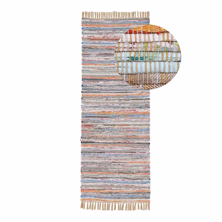 home24 Loper Kelim Chindi vloerkleed grijs/taupe B: 80 cm, L: 300 cm