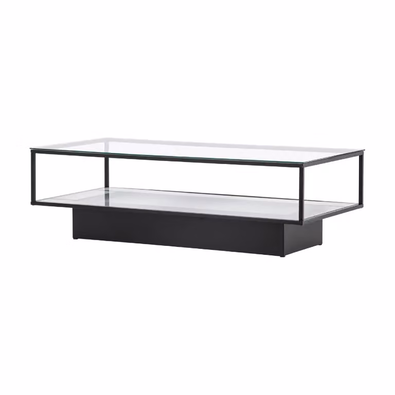 Nest of Nora Glazen salontafel met metalen onderstel - Zwart - B: 130 cm, D: 60 cm, H: 38 cm