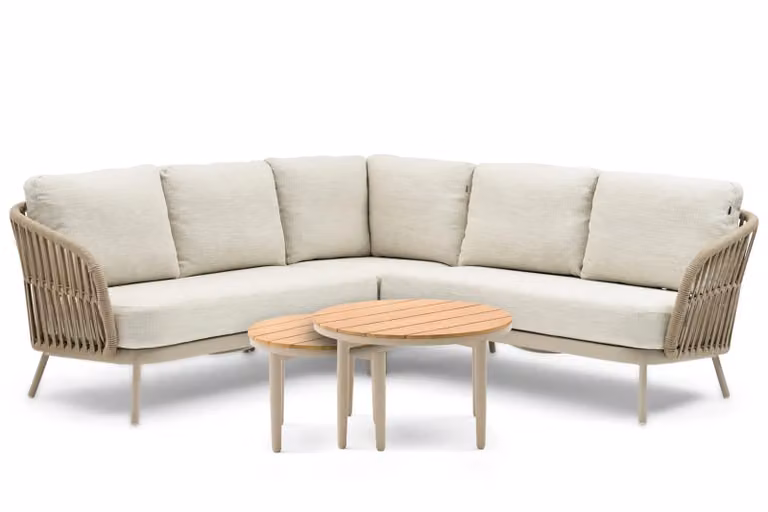 Coco Elara/Toscane 5-delige hoek loungeset met beige kussens en aluminium frame